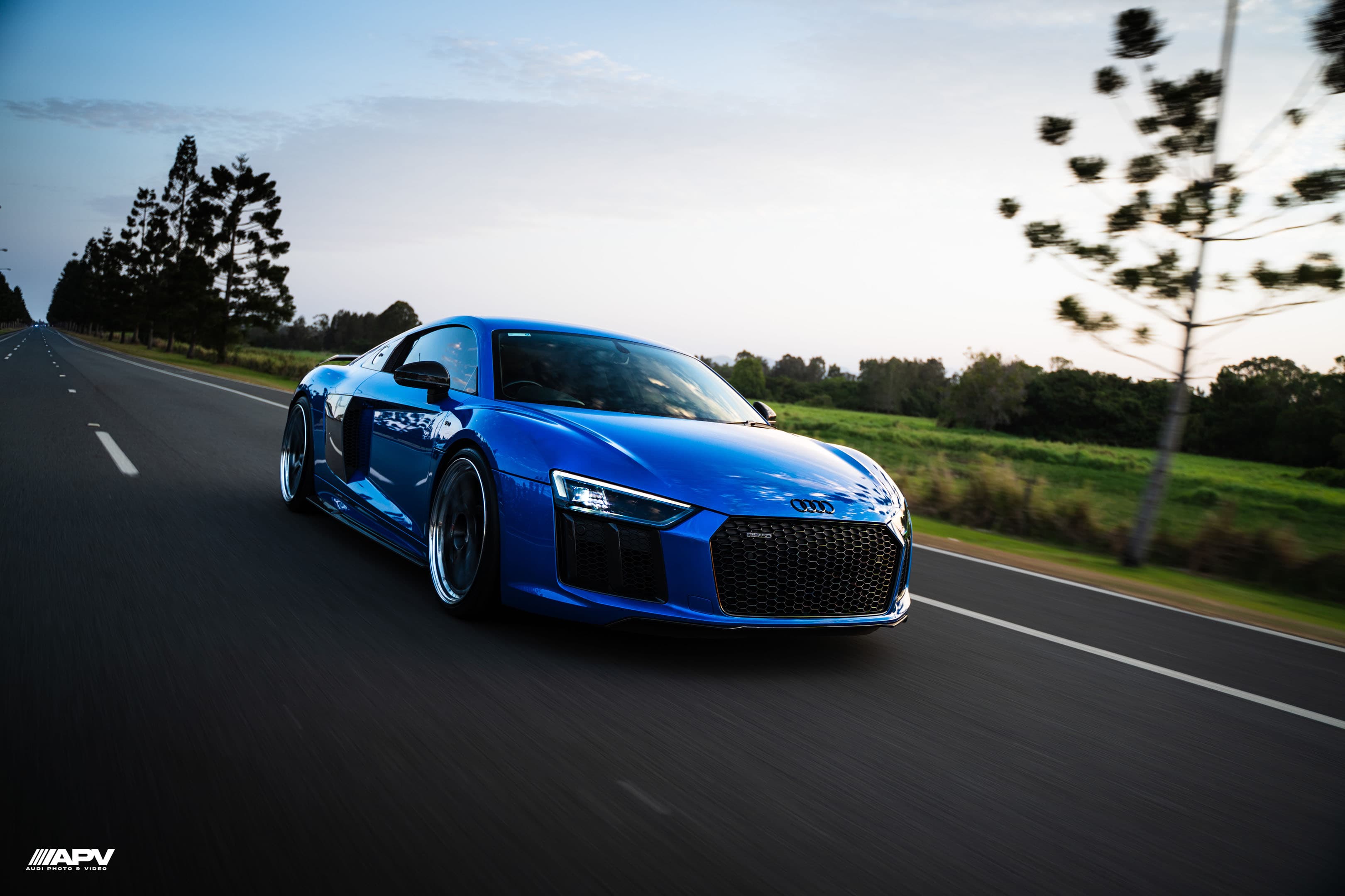 Blue R8 — open road