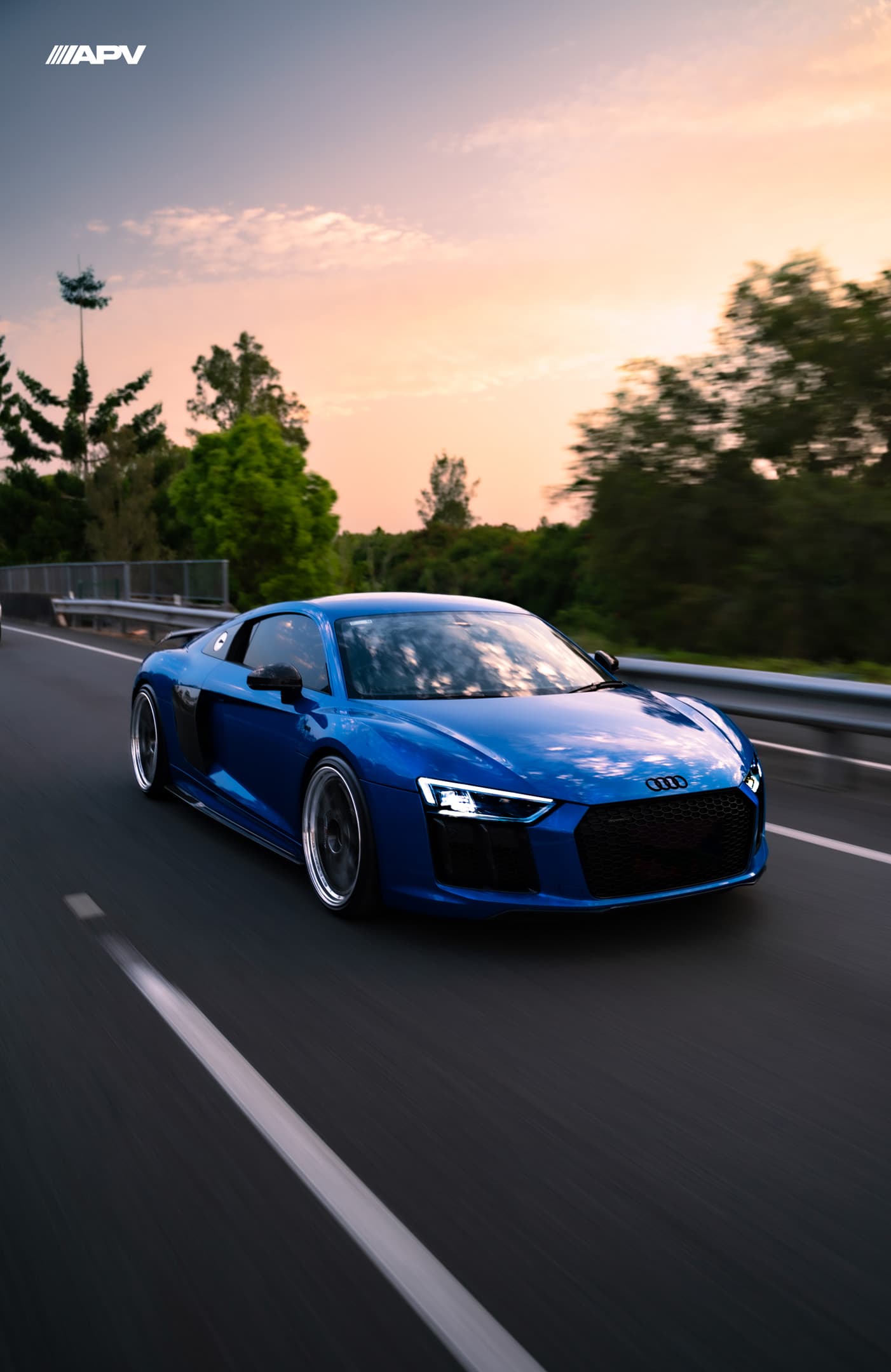 Blue R8 — sunset portrait