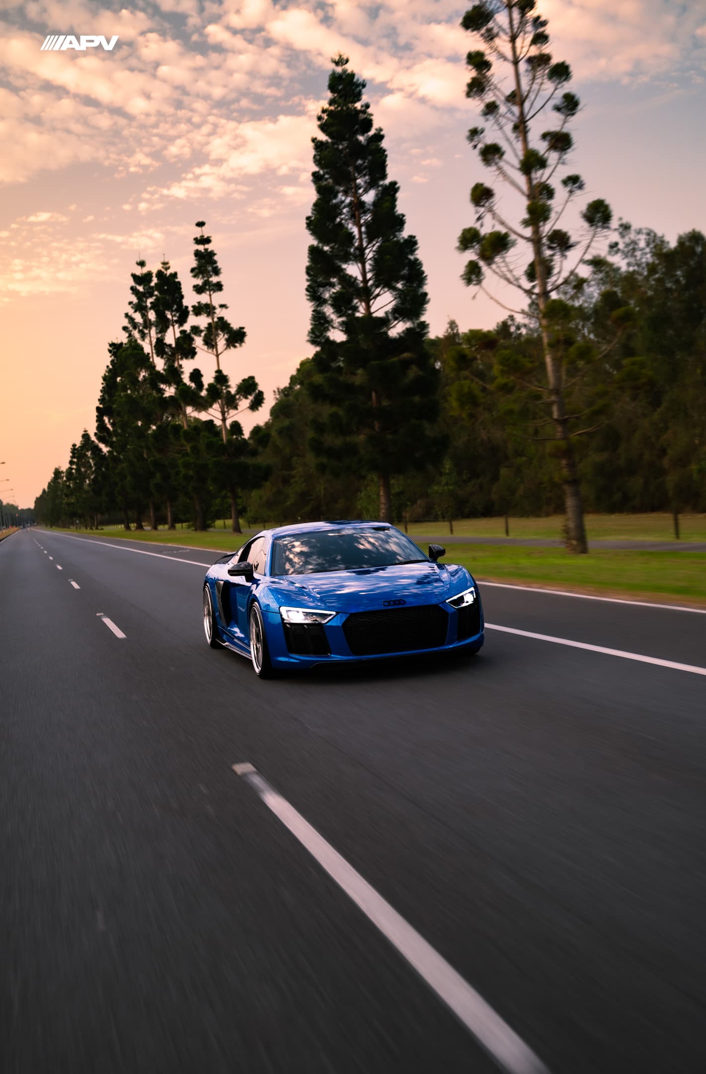 Blue R8 — three-quarter