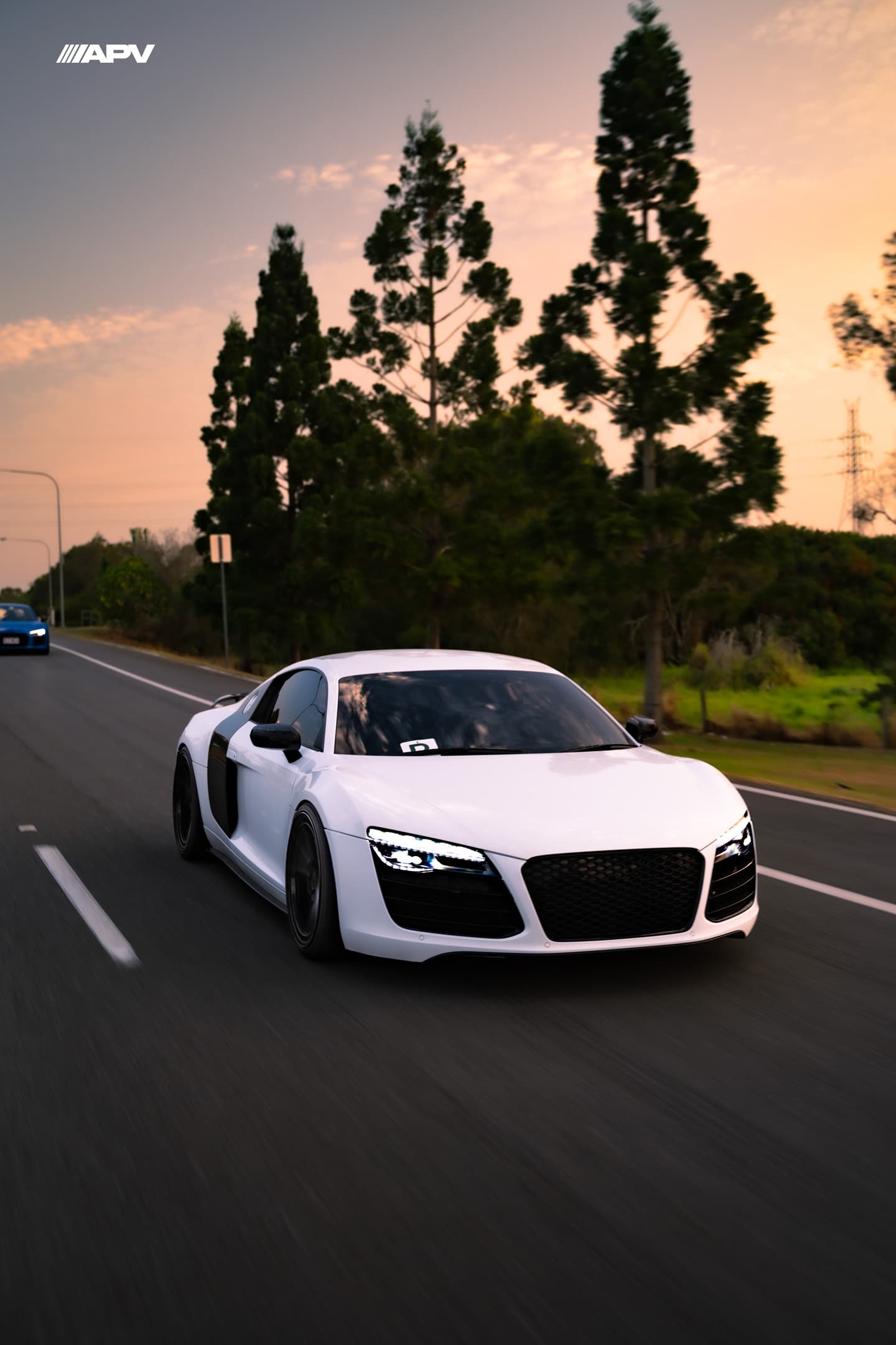White R8 — golden hour
